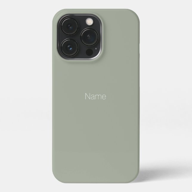 Minimalist sage green custom name monogram iPhone case (Back)