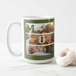 Minimalist Sage Green Custom Photo Mom Keepsake Coffee Mug