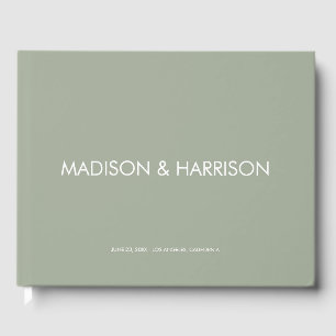 Minimalist sage green custom simple chic Wedding Guest Book