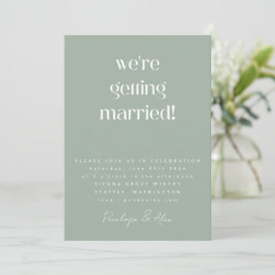Minimalist Sage Green Elegant Modern Wedding Invitation