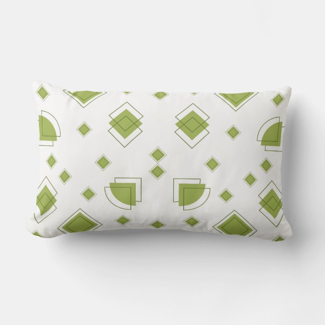 Minimalist Sage Green Geometric Pattern  Lumbar Pillow (Front)