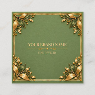 Minimalist Sage Green Gold Square Ring Card