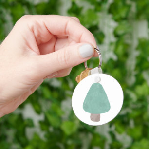 Minimalist Sage Green Hand Drawn Tree Gift Keychain