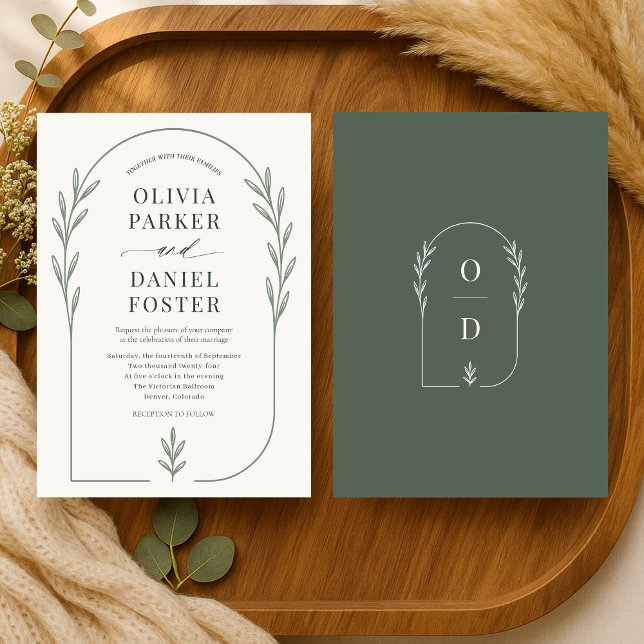 Minimalist Sage Green Ivory Boho Floral Wedding Invitation (Creator Uploaded)