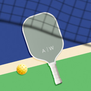Minimalist Sage Green Modern Monogram Pickleball Paddle