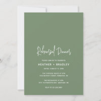 Minimalist Sage Green Modern Rehearsal Dinner