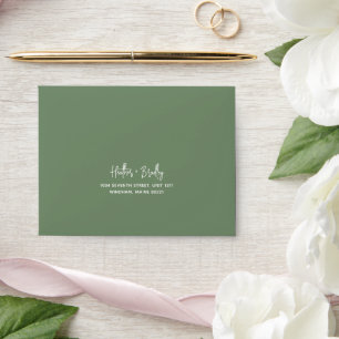 Minimalist Sage Green Modern RSVP Wedding Envelope
