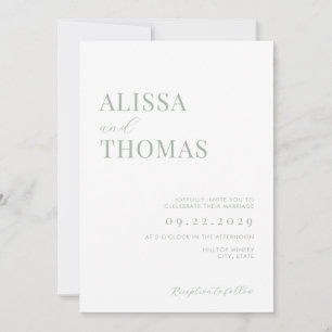 Minimalist Sage Green Modern Wedding Invitation