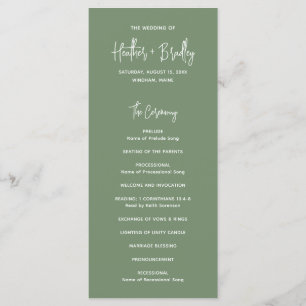 Minimalist Sage Green Modern Wedding Program