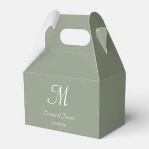 Minimalist Sage Green Monogram Script Wedding  Favor Box