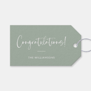 Minimalist Sage Green Personalized Congratulations Gift Tags