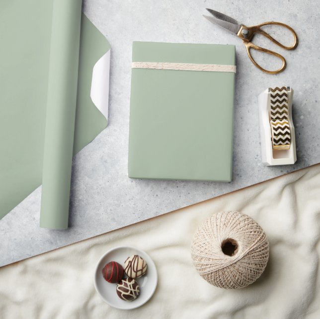 Minimalist Sage Green Plain Solid Colour  Wrapping Paper (Crafts)