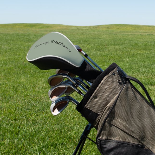 Minimalist Sage Green Professional Simple Golf Head Cover (In Situ)