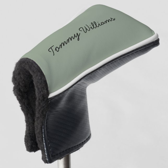 Minimalist Sage Green Professional Simple Golf Head Cover (3/4 Front)