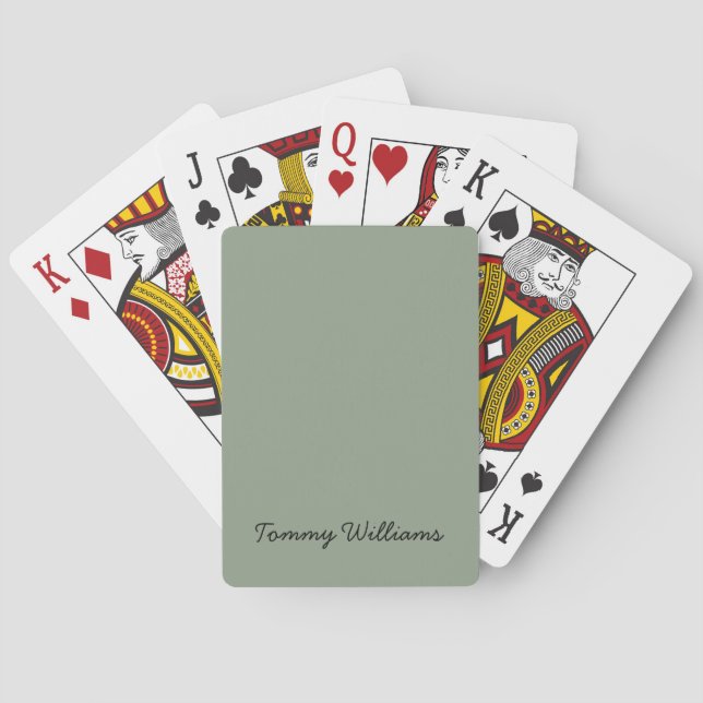 Minimalist Sage Green Professional Simple Playing Cards (Back)