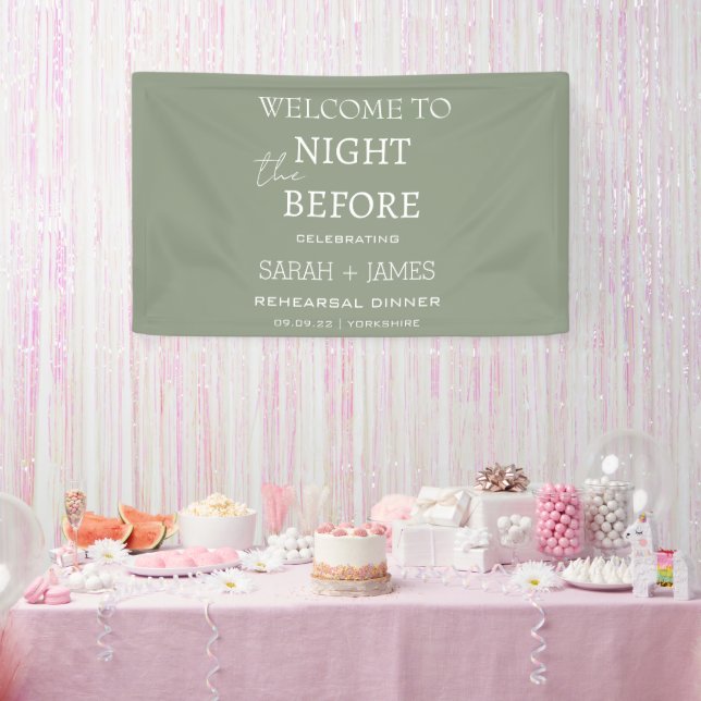 Minimalist Sage Green Rehearsal Dinner Wedding  Banner (Party)