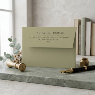 Minimalist Sage Green Return Address Elegant Moder Envelope