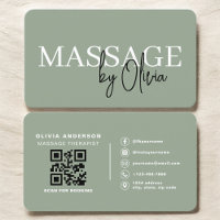 Minimalist Sage Green Spa Massage QR Code