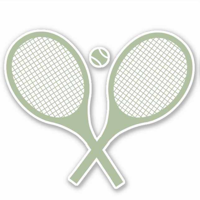 Minimalist Sage Green Tennis Racquets Ball  (Front)