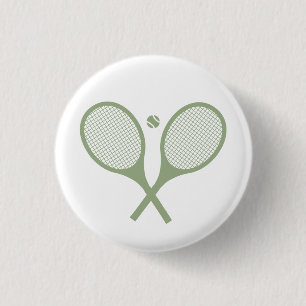 Minimalist Sage Green Tennis Racquets Ball     1 Inch Round Button
