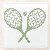 Minimalist Sage Green Tennis Racquets Ball   