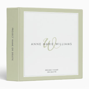 Minimalist Sage Green Two Border Monogram Binder