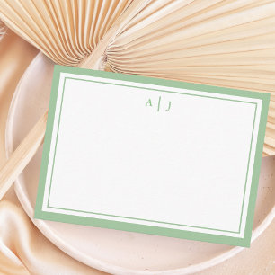 Minimalist Sage Green Two Border Monogram Card