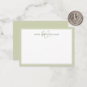 Minimalist Sage Green Two Border Monogram Card
