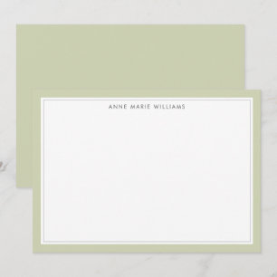 Minimalist Sage Green Two Border Name Note Card