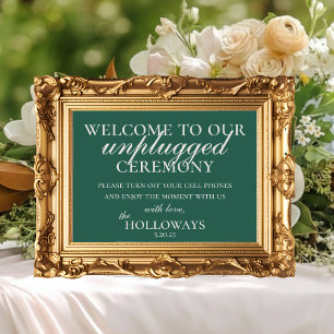 Minimalist Sage Green Unplugged Wedding Ceremony Poster