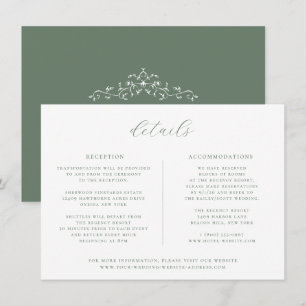 Minimalist Sage Green Wedding Details Card