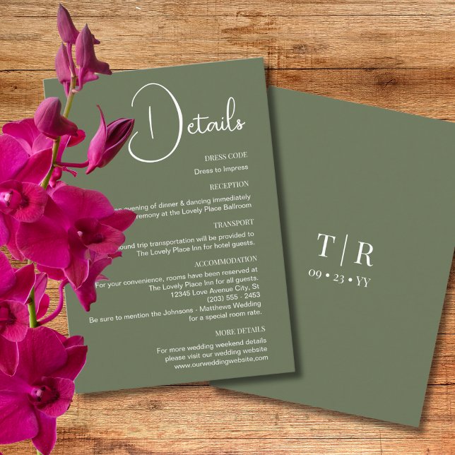 Minimalist Sage Green Wedding Details Enclosure Card (Creator Uploaded)