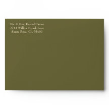 Minimalist Sage Green Wedding Envelope with Liner