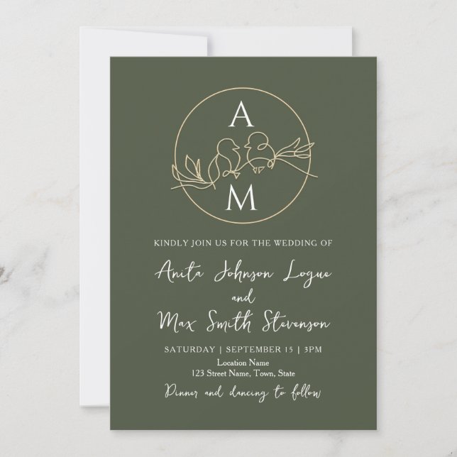 Minimalist Sage Green Wedding Invitation (Front)