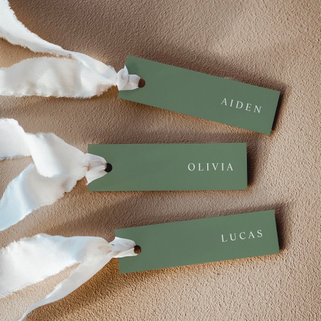 Minimalist Sage Green Wedding Name Place Cards (Creator Uploaded)
