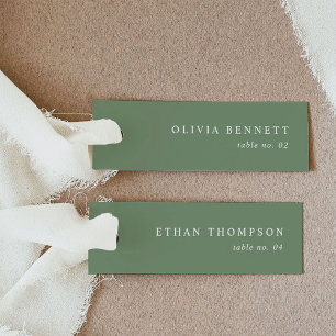 Minimalist Sage Green Wedding Name Place Cards