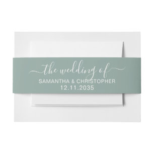 Minimalist Sage Green Wedding of Invitation Belly Band