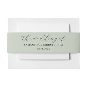 Minimalist Sage Green Wedding of  Invitation Belly Band
