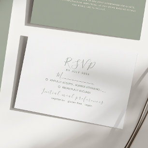 Minimalist Sage Green Wedding RSVP Card
