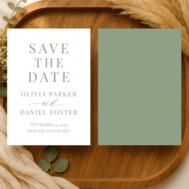 Minimalist Sage Green Wedding Save the Date (Créateur téléchargé)