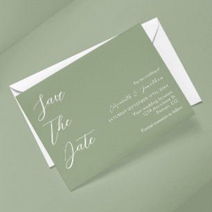 Minimalist Sage Green Wedding Save The Date