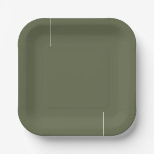 Minimalist Sage Green Wedding Square Paper Plate