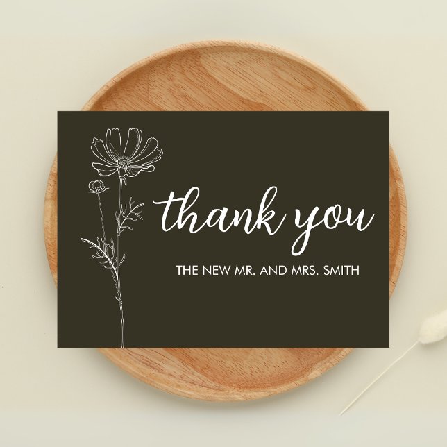 Minimalist Sage Green Wedding Thank You Card (Sage Green Minimalist Wedding Thank you Card)