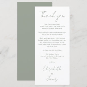 Minimalist Sage Green Wedding Thank You Place Card