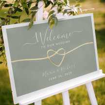 Minimalist Sage Green Wedding Welcome Poster