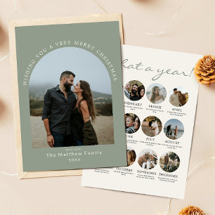 Minimalist Sage Green What a Year Christmas Holiday Card