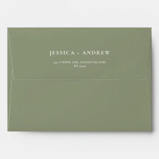 Minimalist Sage Green & White Simple Wedding Envelope