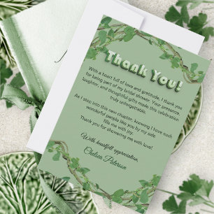 Minimalist Sage Greenery Classic Bridal Shower Thank You Card