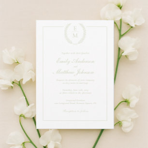 Minimalist Sage Laurel Wedding Invitation