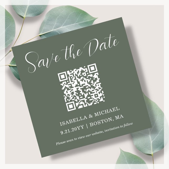 Minimalist Sage | Save the Date | QR Code Magnet (Creator Uploaded)